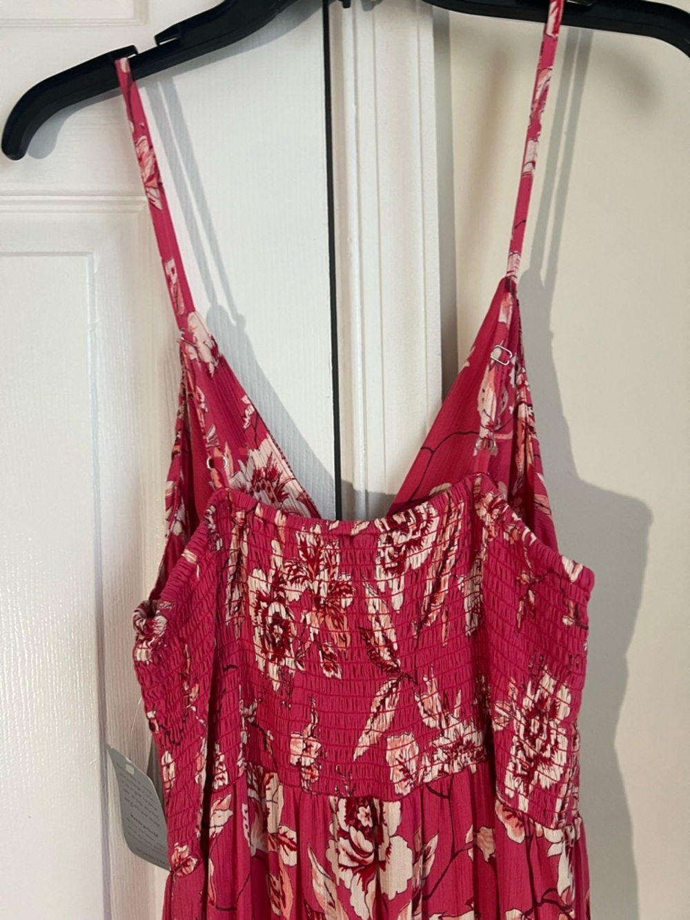 NWT Angie Pink & Red Floral Boho Beachy Sleeveless Crochet Maxi Dress Large - Picture 6 of 8